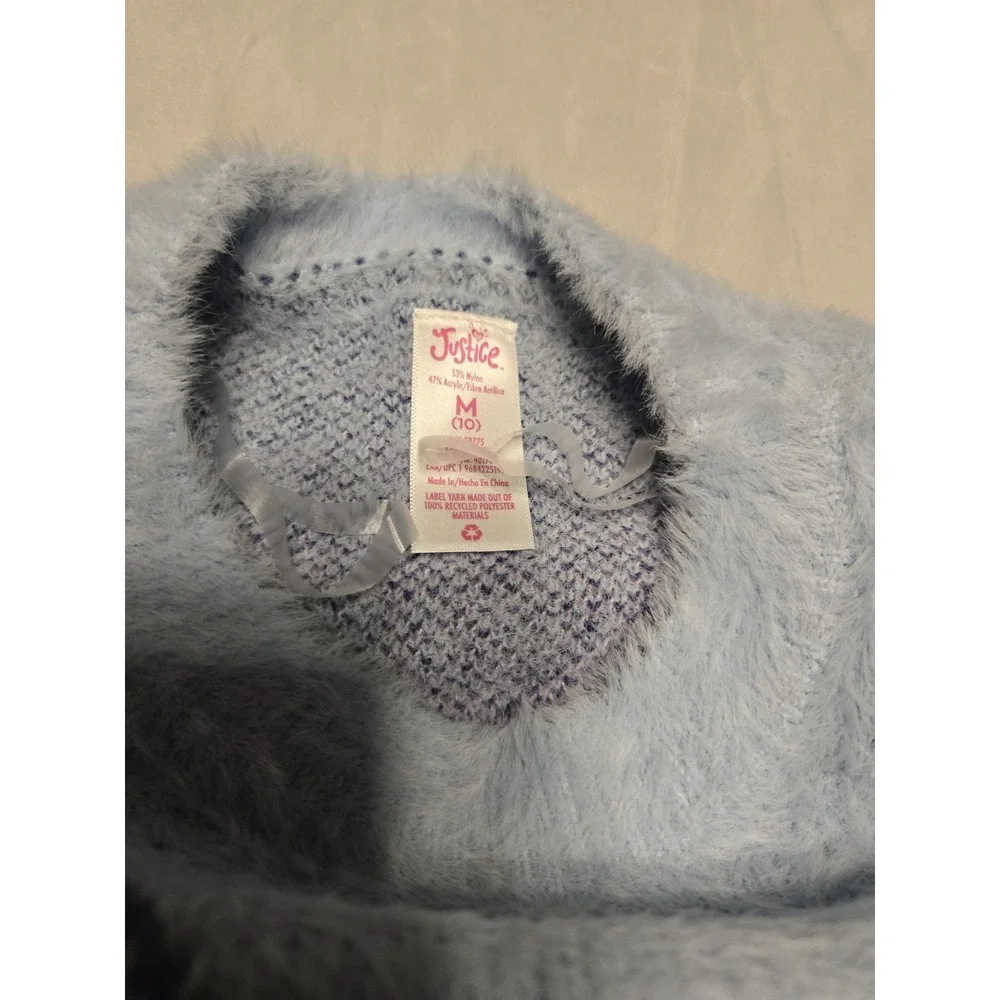 NWT Justice Girls Crew Neck Eyelash Sweater Butterflies Medium 10 Pullover Fuzzy